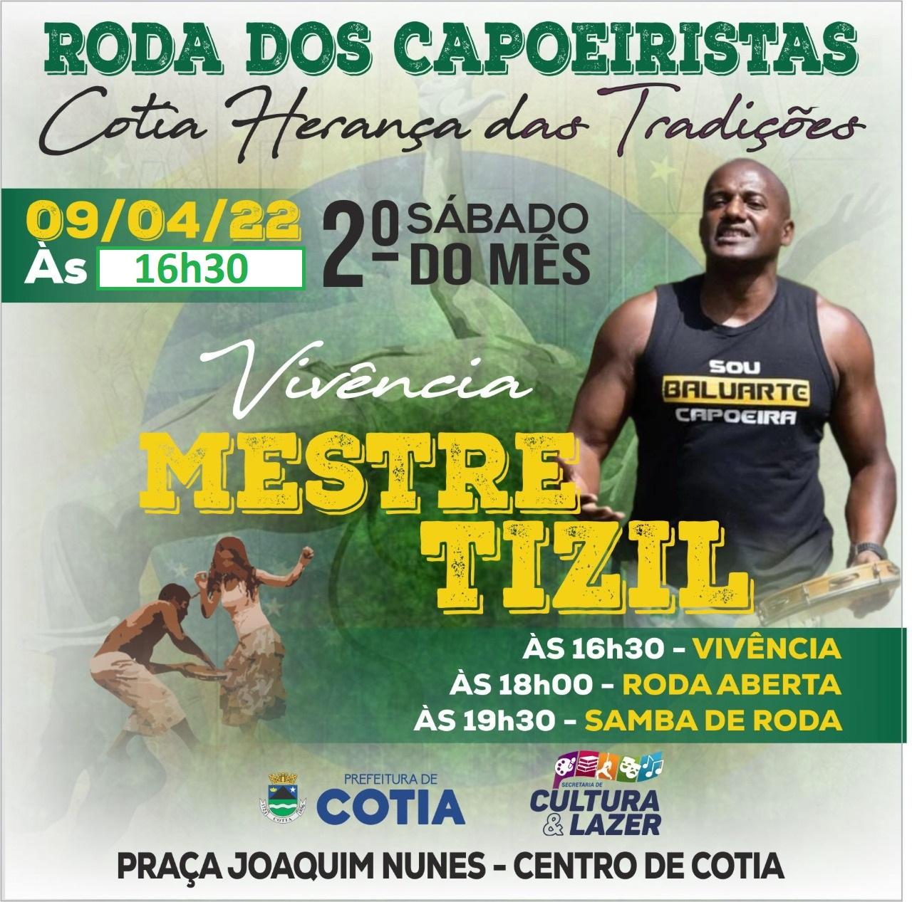 MESTRE TIZIL SERÁ O HOMENAGEADO DA RODA DOS CAPOEIRISTAS DE ABRIL