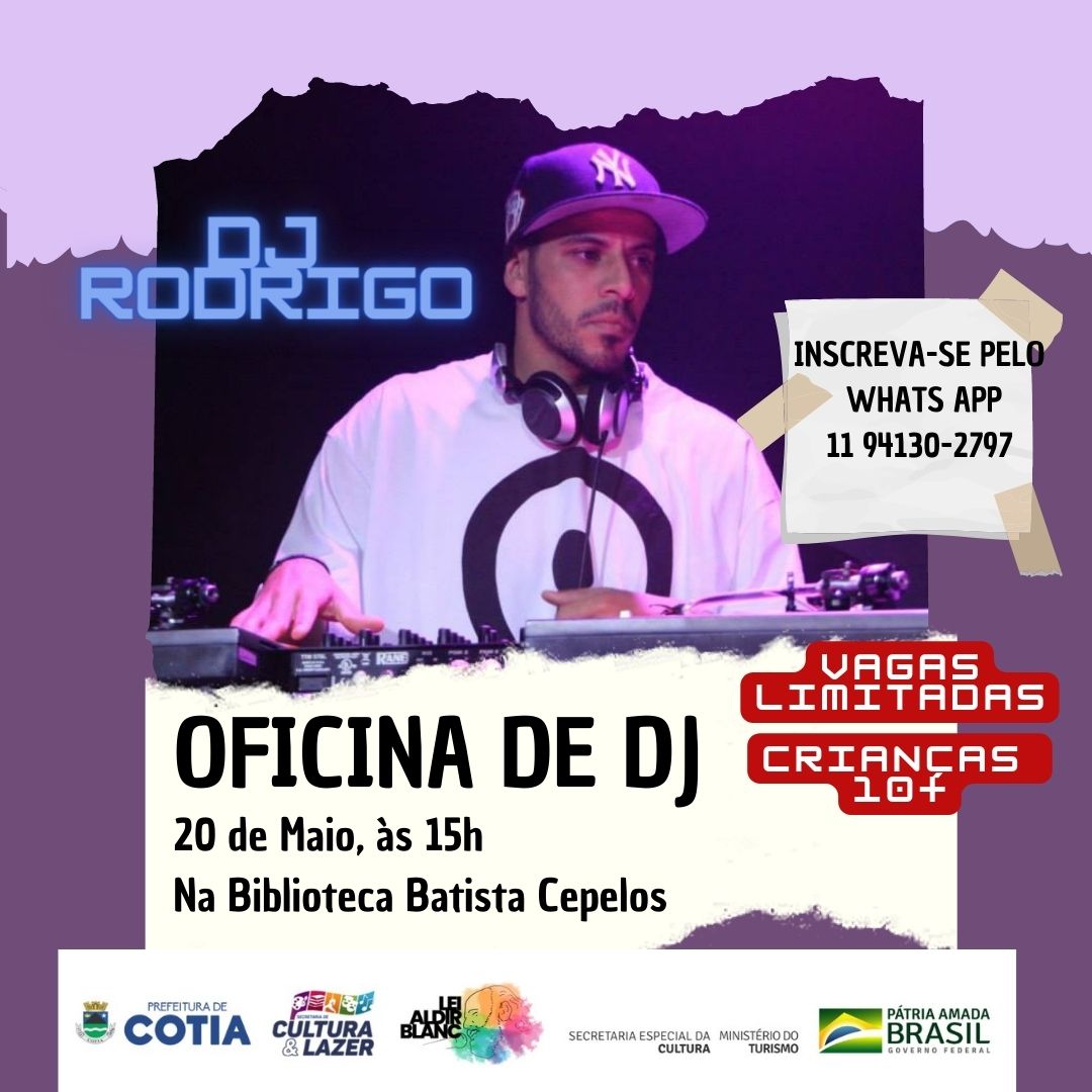 INSCRIÇÕES ABERTAS PARA OFICINA DE DJ QUE ACONTECERÁ NO DIA 20￼