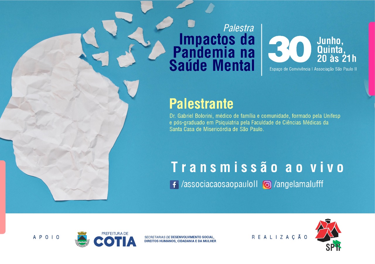 Dia 30 tem palestra ‘Impactos da Pandemia na Saúde Mental’