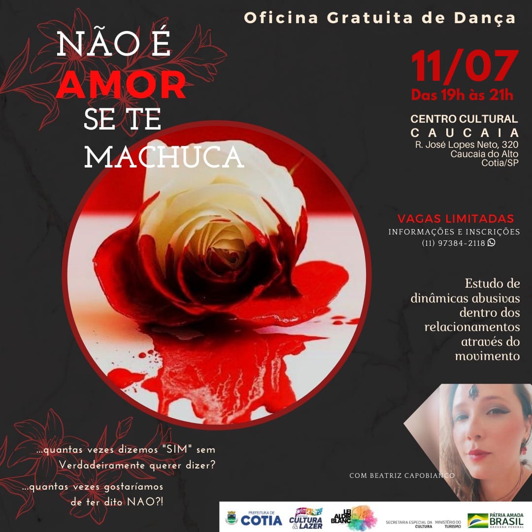 <strong>Inscrições abertas para a oficina ‘Não é amor se te machuca’</strong>