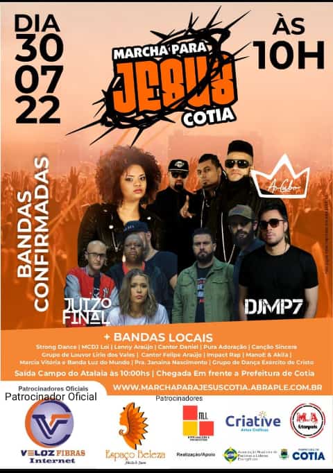 Sábado (30/07) tem ‘Marcha para Jesus de Cotia’ com saída às 10h do Atalaia