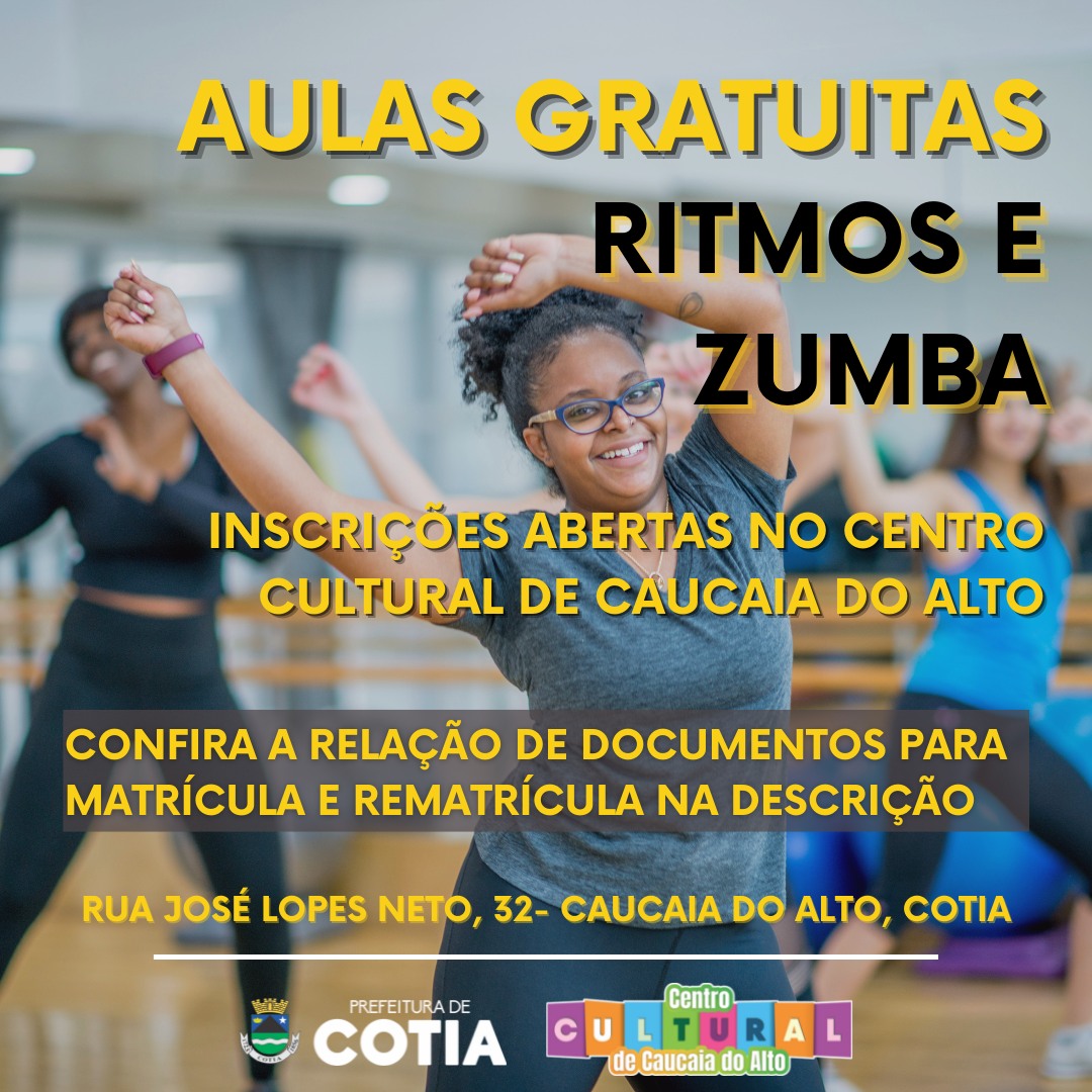 <strong>Abertas as inscrições para aulas de Zumba e Ritmos no Centro Cultural de Caucaia</strong>