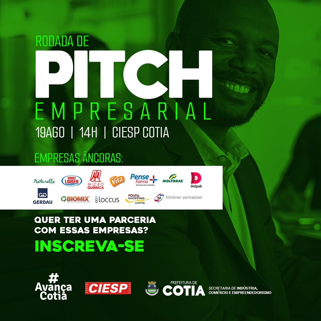 <strong>Projetos em busca de parceria podem se&nbsp;inscrever à Rodada de Pitch Empresarial de Cotia</strong>