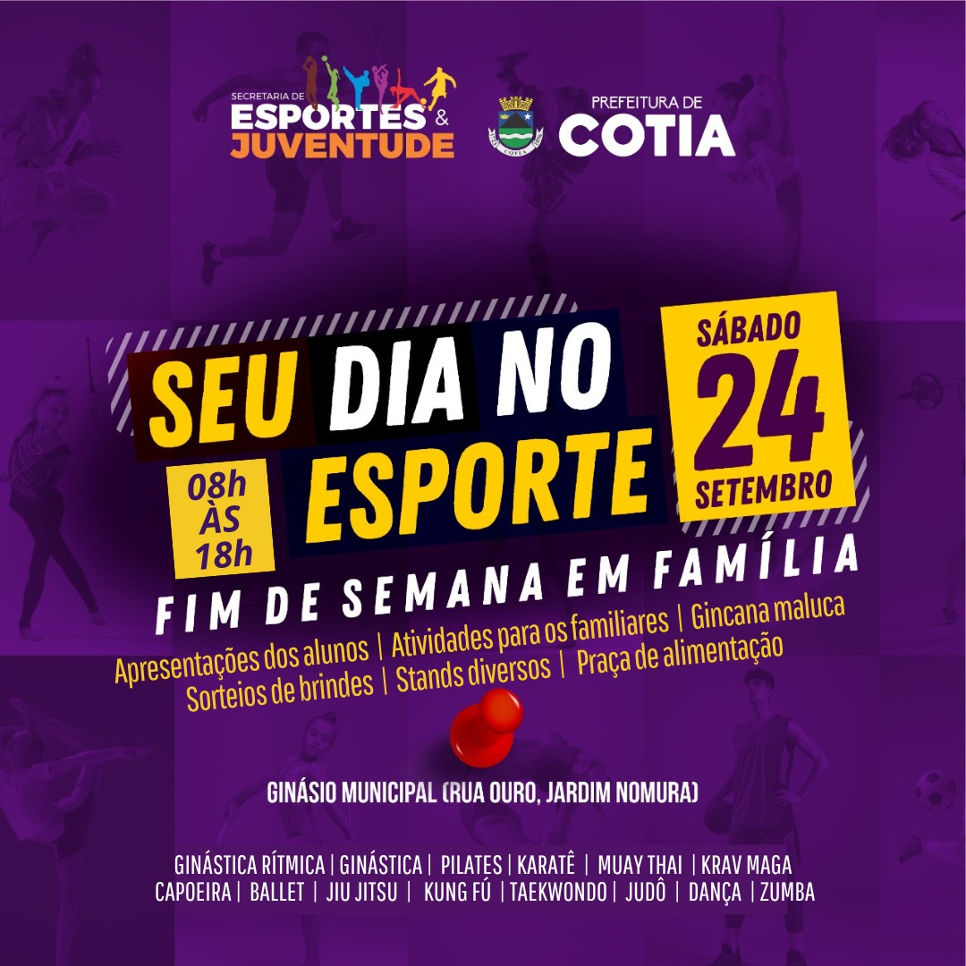 <strong>Dia 24 é o ‘Seu Dia no Esporte – Fim de Semana em Família’ no ginásio de esportes</strong>