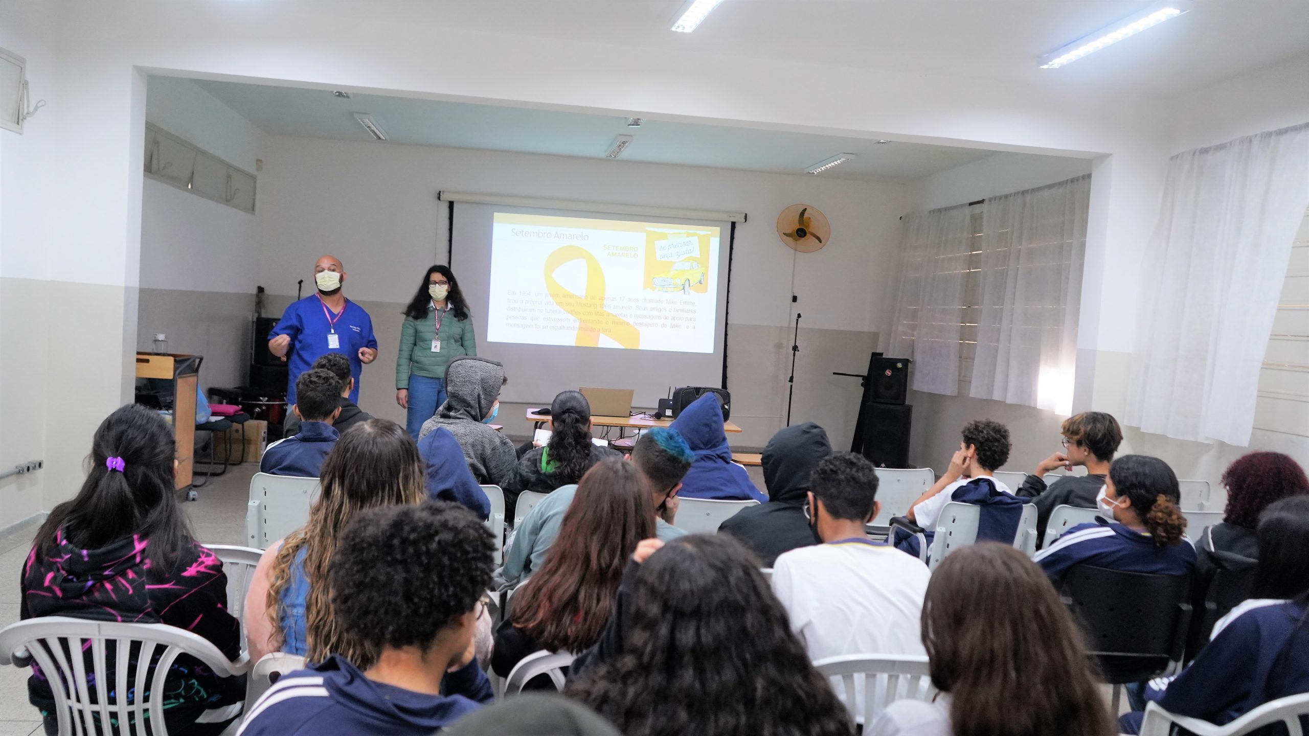 <strong>Setembro Amarelo: alunos da Emef João Tibúrcio participam de palestra da Saúde</strong><strong></strong>