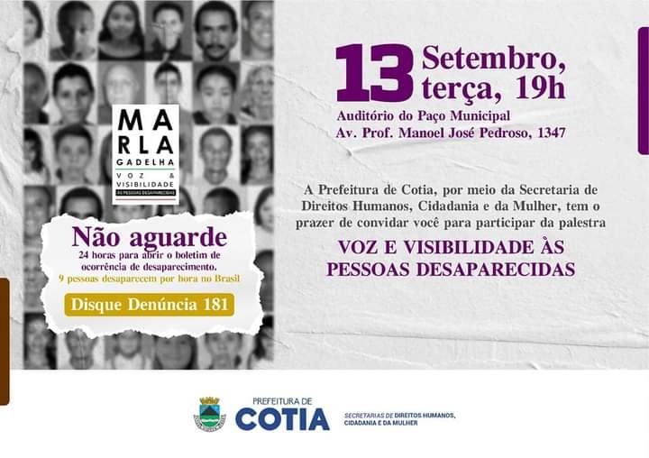 <strong>Palestras marcarão o II Encontro Voz e Visibilidade às Pessoas Desaparecidas</strong>