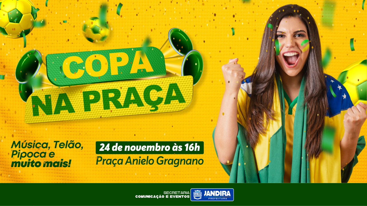 <strong>Copa na Praça: Jandira disponibilizará telão para jogos do Brasil na Copa do Mundo</strong>