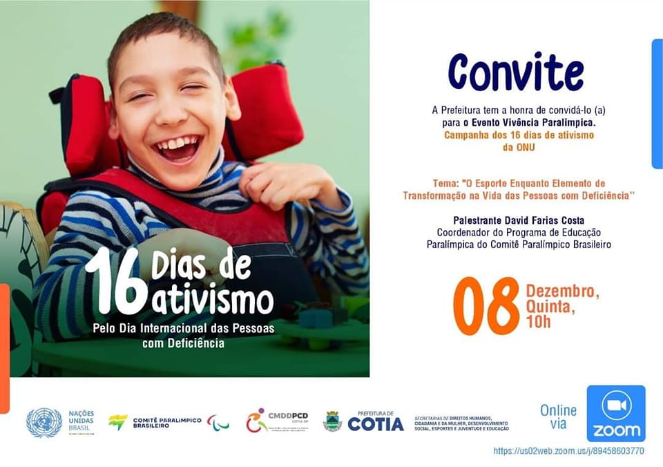<strong>Na quinta-feira (8) acontece o ‘Evento vivência paralímpica’ com programação on-line</strong>