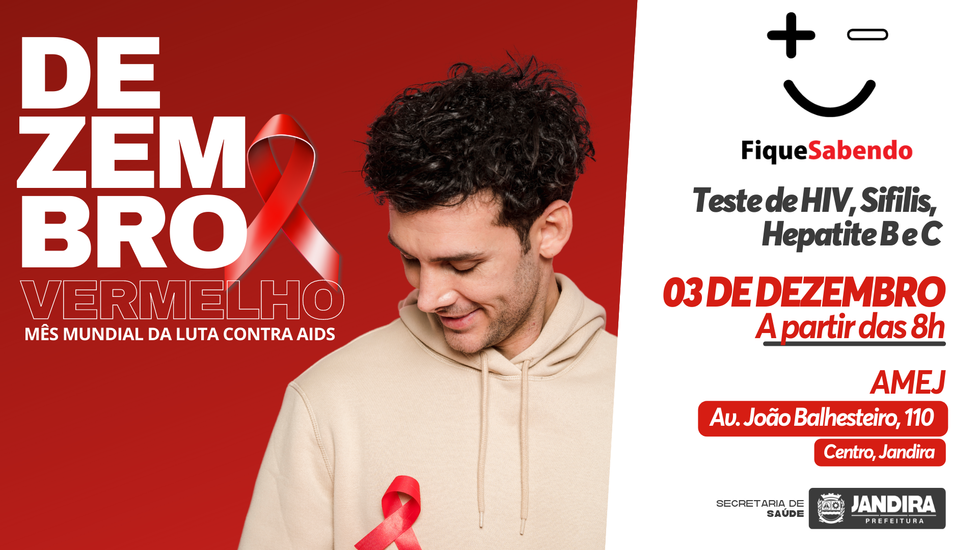 <strong>Saúde de Jandira anuncia Dia D da Campanha Dezembro Vermelho</strong>